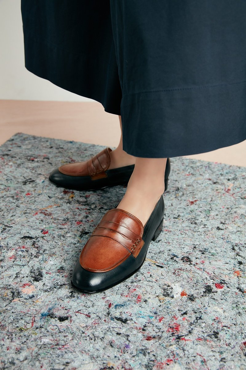 佩尼乐福鞋 - 藏青 - 女款牛津鞋/乐福鞋 - 真皮 咖啡色