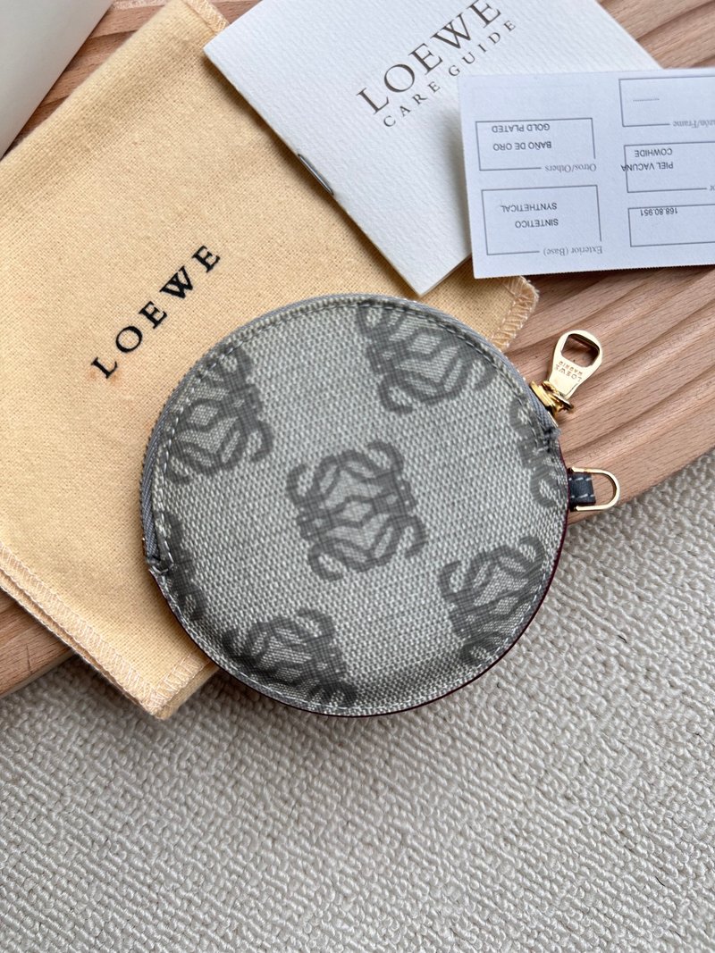 中古Vintage Loewe 灰色圆形饼干零钱包 - 零钱包 - 防水材质 