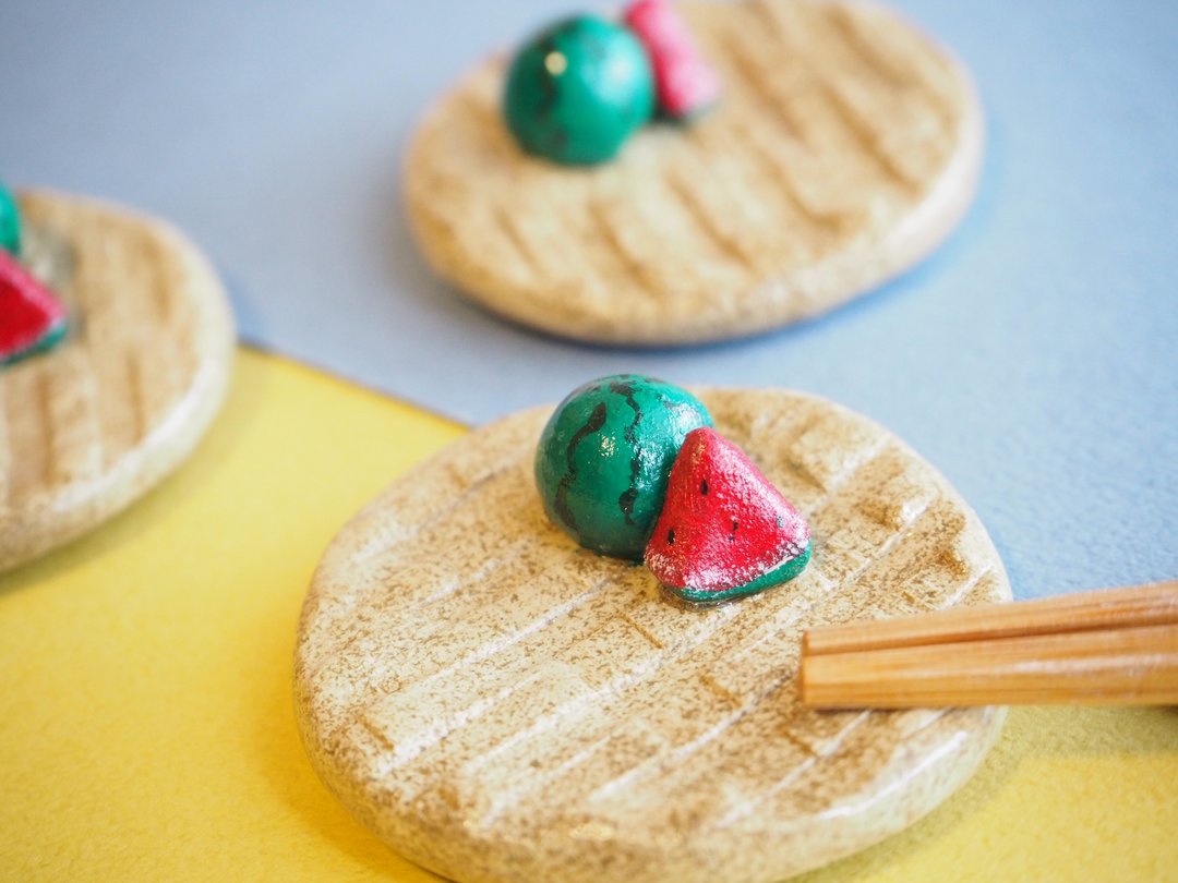 chopstick rest watermelon - 筷子/筷架 - 粘土 绿色
