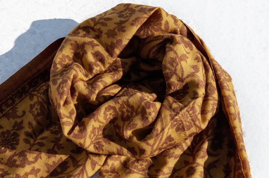 喀什米尔Cashmere 编织羊绒围巾 纯羊毛围巾披巾 戒指绒披肩-花朵 - 围巾/披肩 - 羊毛 多色