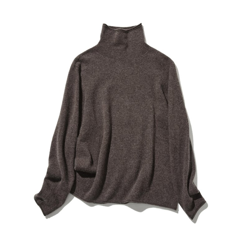 2025新色 源自柔软纤维的极致舒适 100%喀什米尔羊绒 高领毛衣 棕褐色 231109-7 - 女装针织衫/毛衣 - 羊毛 咖啡色