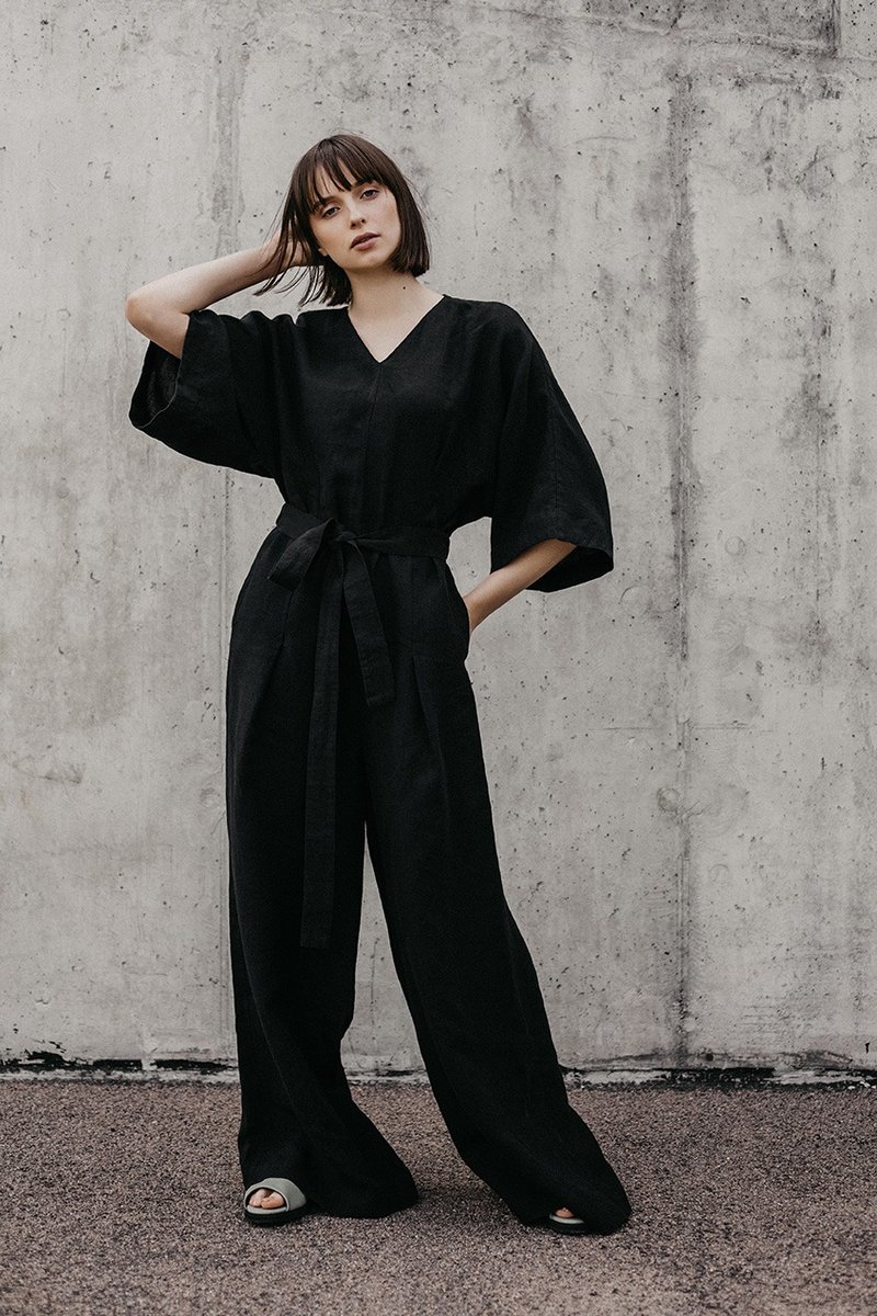 Linen Jumpsuit Motumo 18K5 - 背带裤/连体裤 - 亚麻 