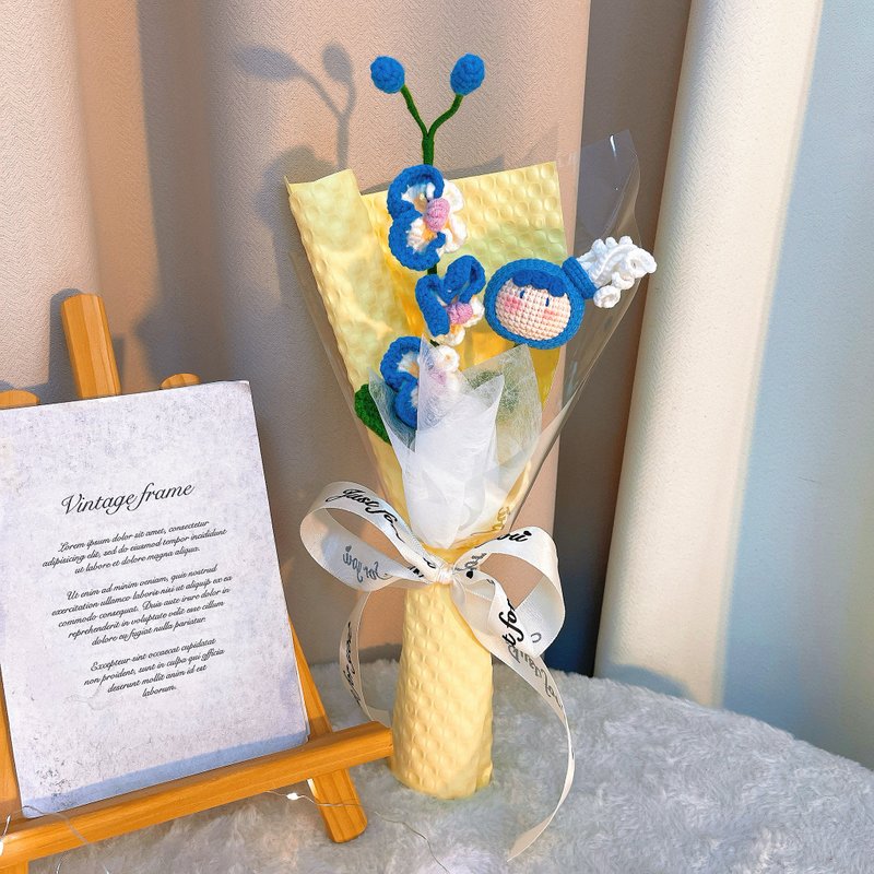 水瓶座钩织花束 手作兰花和水瓶小玩偶 - 干燥花/捧花 - 棉．麻 紫色