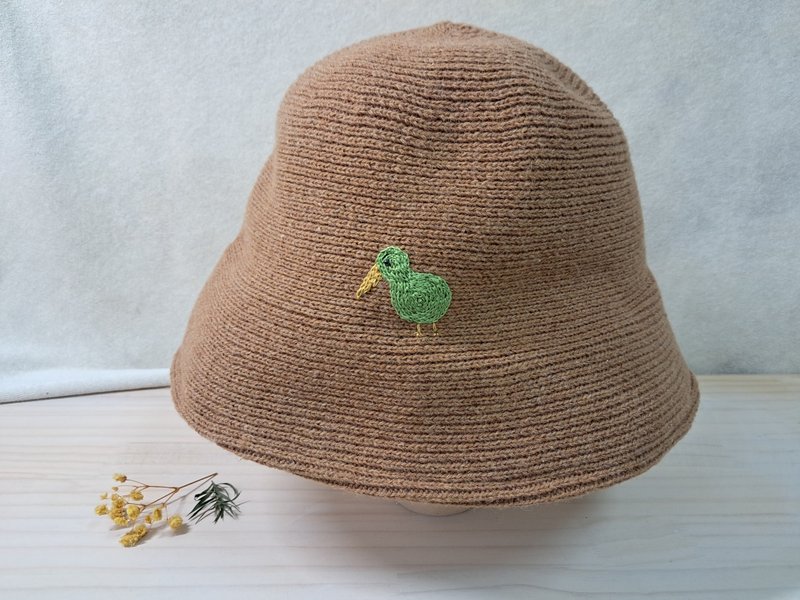 奇异鸟盆帽 - 帽子 - 绣线 咖啡色