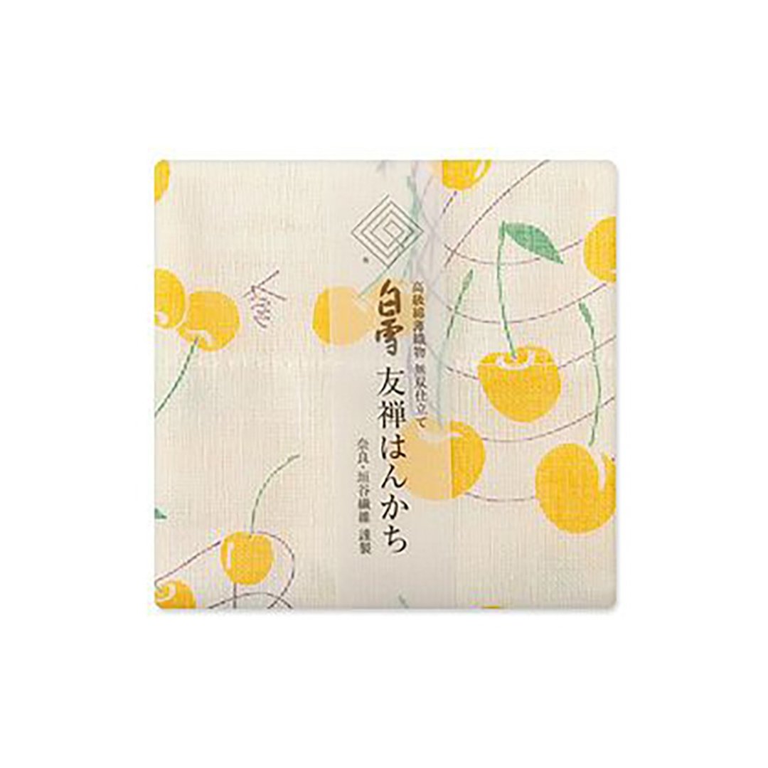 京友禅染手帕 / 樱桃 黄色 - 手帕/方巾 - 棉．麻 黄色