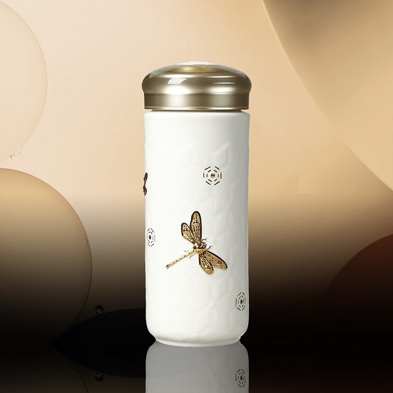 蜻投意合随身杯 / 大 / 双层 / 鎏金 / 2色 330ml - 水瓶/水壶 - 瓷 多色
