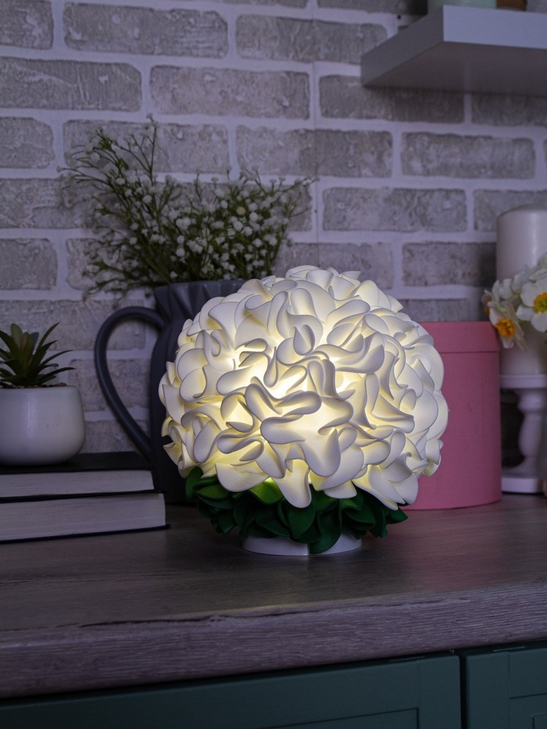 hydrangea, hydrangea lamp, lamp in the children's room, decor in the bedroom. - 灯具/灯饰 - 防水材质 白色