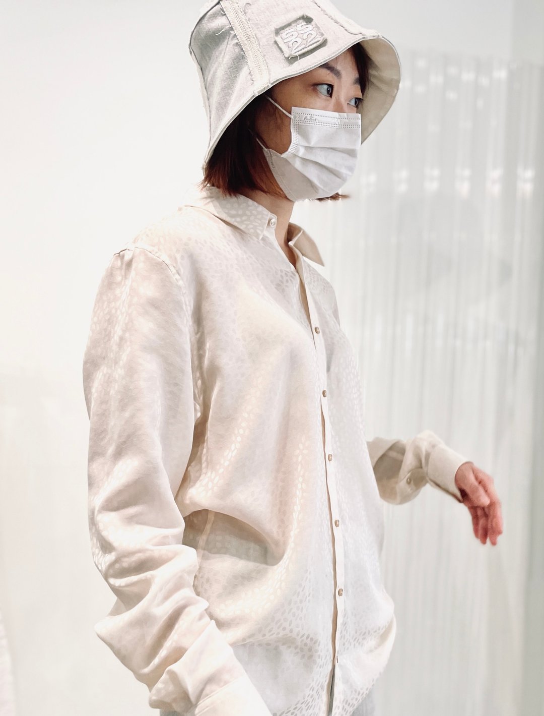 翻领透肤衬衫 - 女装衬衫 - 聚酯纤维 白色