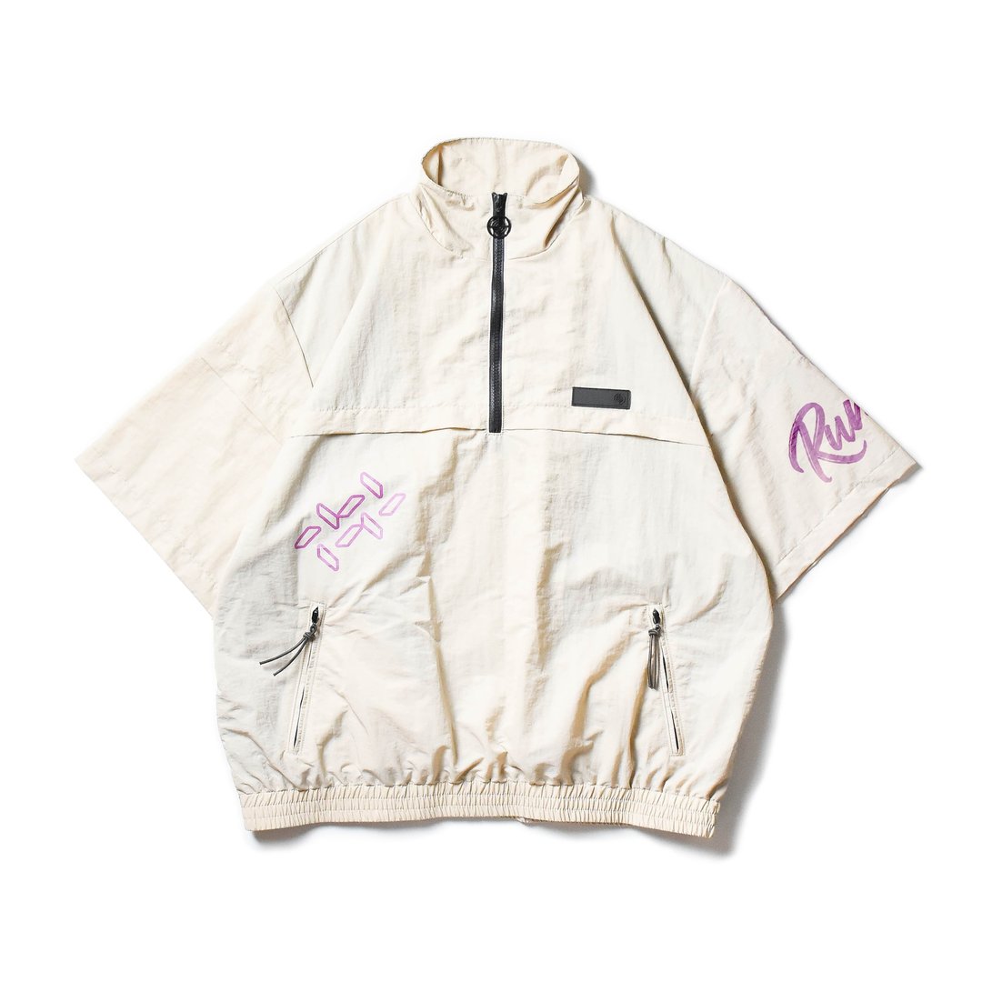 RM_HALF-ZIP SHORT SLEEVE WINDBREAKER_短袖半襟训练衣 套头风衣 - 男装上衣/T 恤 - 聚酯纤维 卡其色