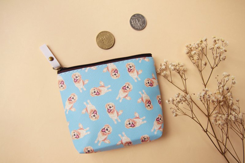 金毛寻回犬 黄金猎犬 小狗 零钱包 小钱包 卡包 小物包 杂物包 - 零钱包 - 人造皮革 蓝色