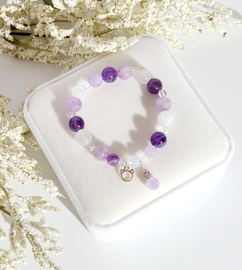气质清新紫 - 天然蓝光白月光石/紫晶/白水晶手链 - 手链/手环 - 水晶 