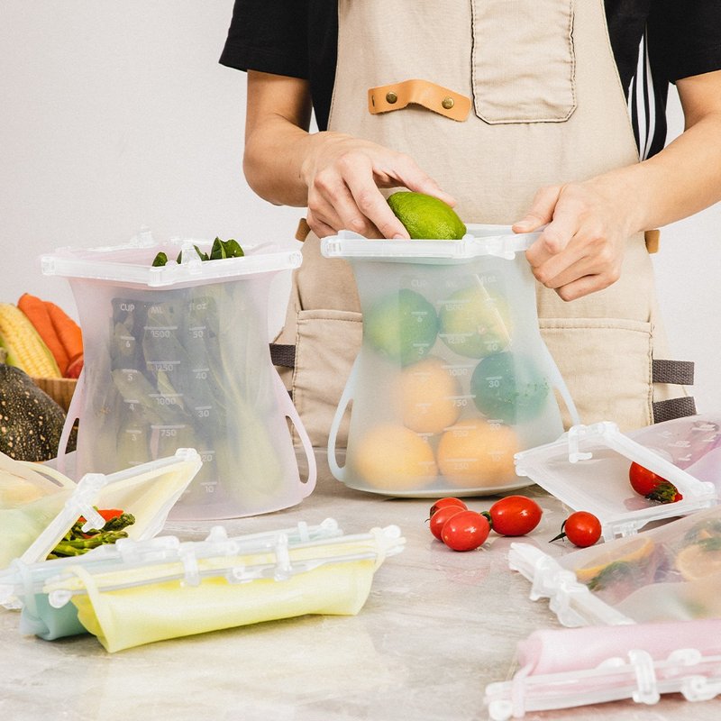 【仁舟净塑】环保卷收矽密保鲜袋1500ml_4色∣食物袋 密封袋 - 便当盒/饭盒 - 硅胶 多色