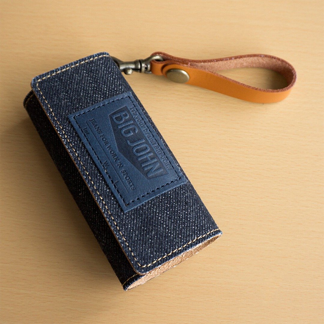 Key Case [BIG JOHN x Seagull] Denim Leather Key Holder HC02K - 钥匙链/钥匙包 - 其他材质 蓝色