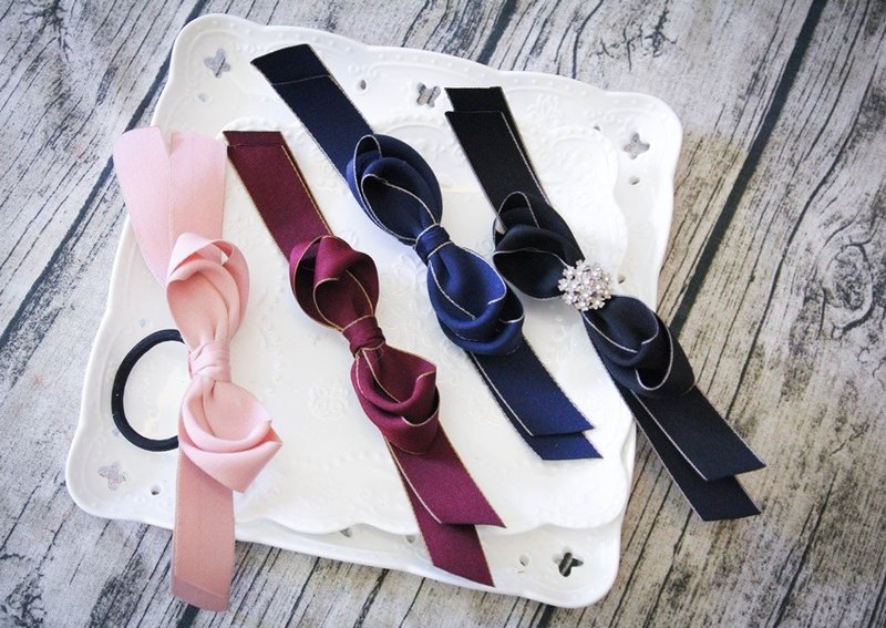 公主款垂耳蝴蝶结法国夹 - 发饰 - 棉．麻 粉红色