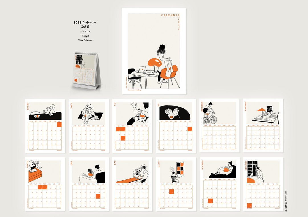 2022 Monthly Calendar Set B - 年历/台历 - 纸 白色