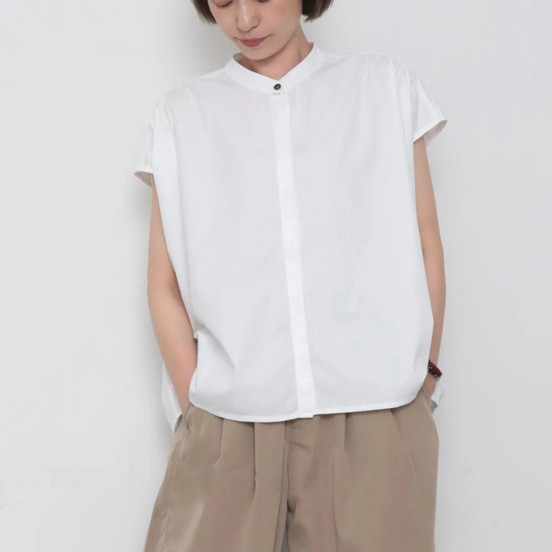 OMAKE.jp 落肩气球上衣BalloonBlouse 白 - 女装 T 恤 - 棉 白色