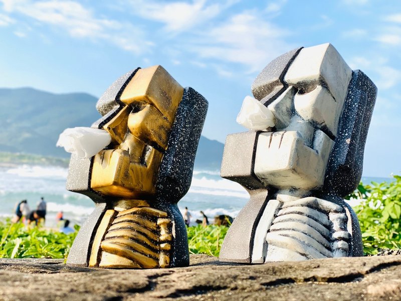 摩艾石像面纸盒-半剖款 - 纸巾盒 - 树脂 