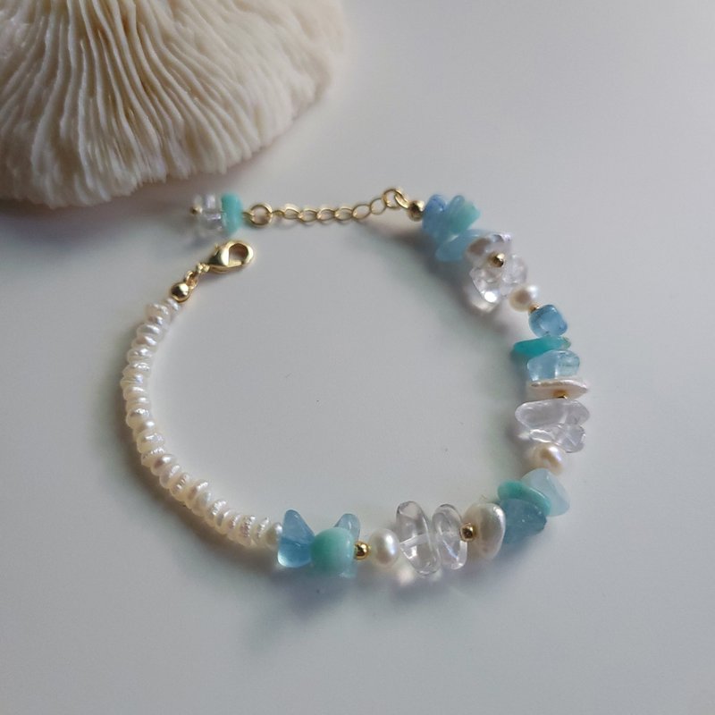 【珍珠与矿】波光  | 珍珠 半宝石 手链 - 手链/手环 - 水晶 蓝色
