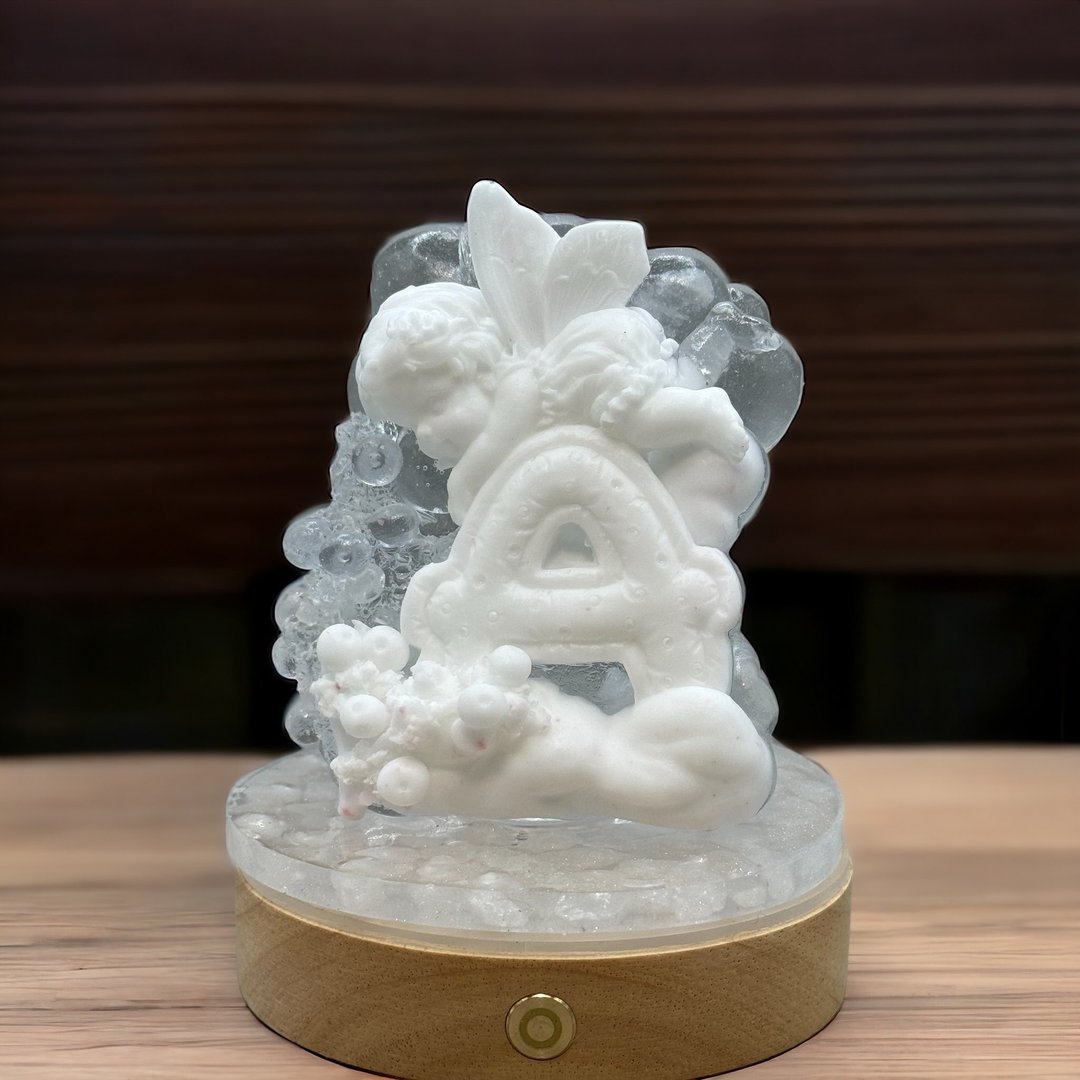 天使字母水晶夜灯(A) 26款不同造型天使搭配字母/水晶 附无线灯座 - 摆饰 - 树脂 白色