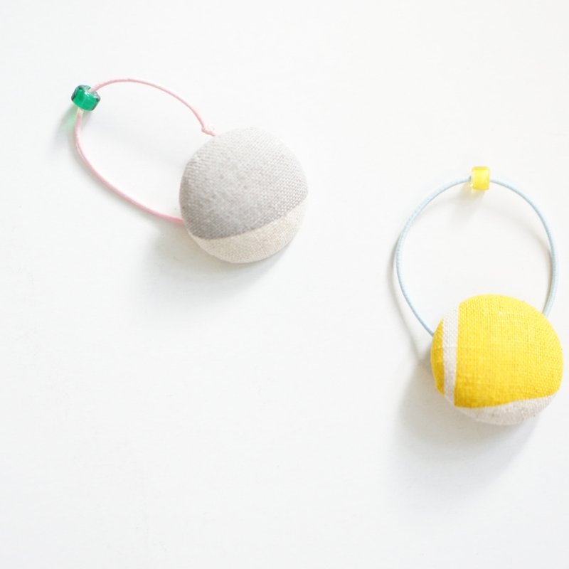 Yinke圆圆饼干发圈 黄柠檬、灰柠檬 - 发饰 - 棉．麻 黄色