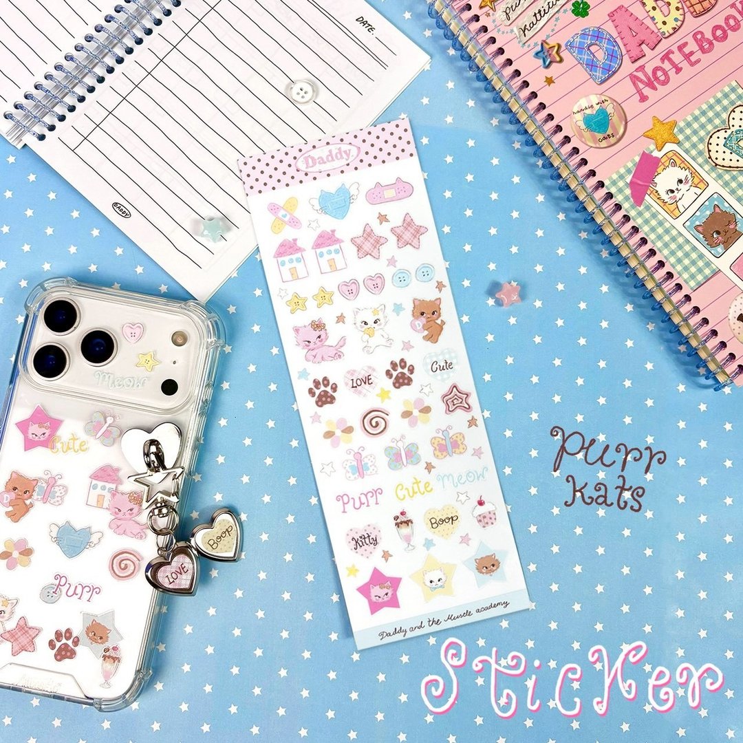 DADDY | Purr Cute Meow Sticker 超可爱猫咪贴纸 - 贴纸 - 纸 