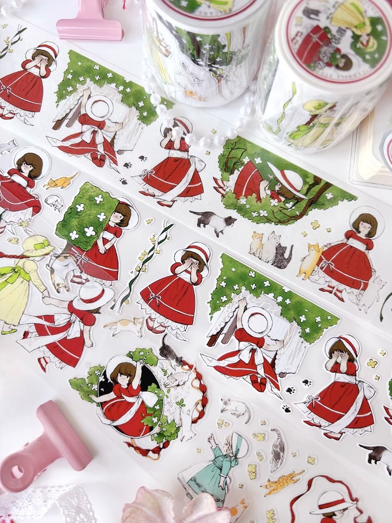 遊戲 緑の中のあそび PET 和紙膠帶 (kiss-cut) - 纸胶带 - 其他材质 多色