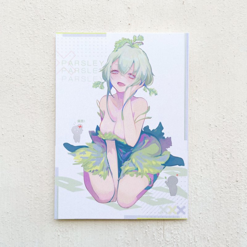 Alice Hobbey 莞茜 香菜 单面水彩插画明信片 Postcard - 卡片/明信片 - 纸 多色