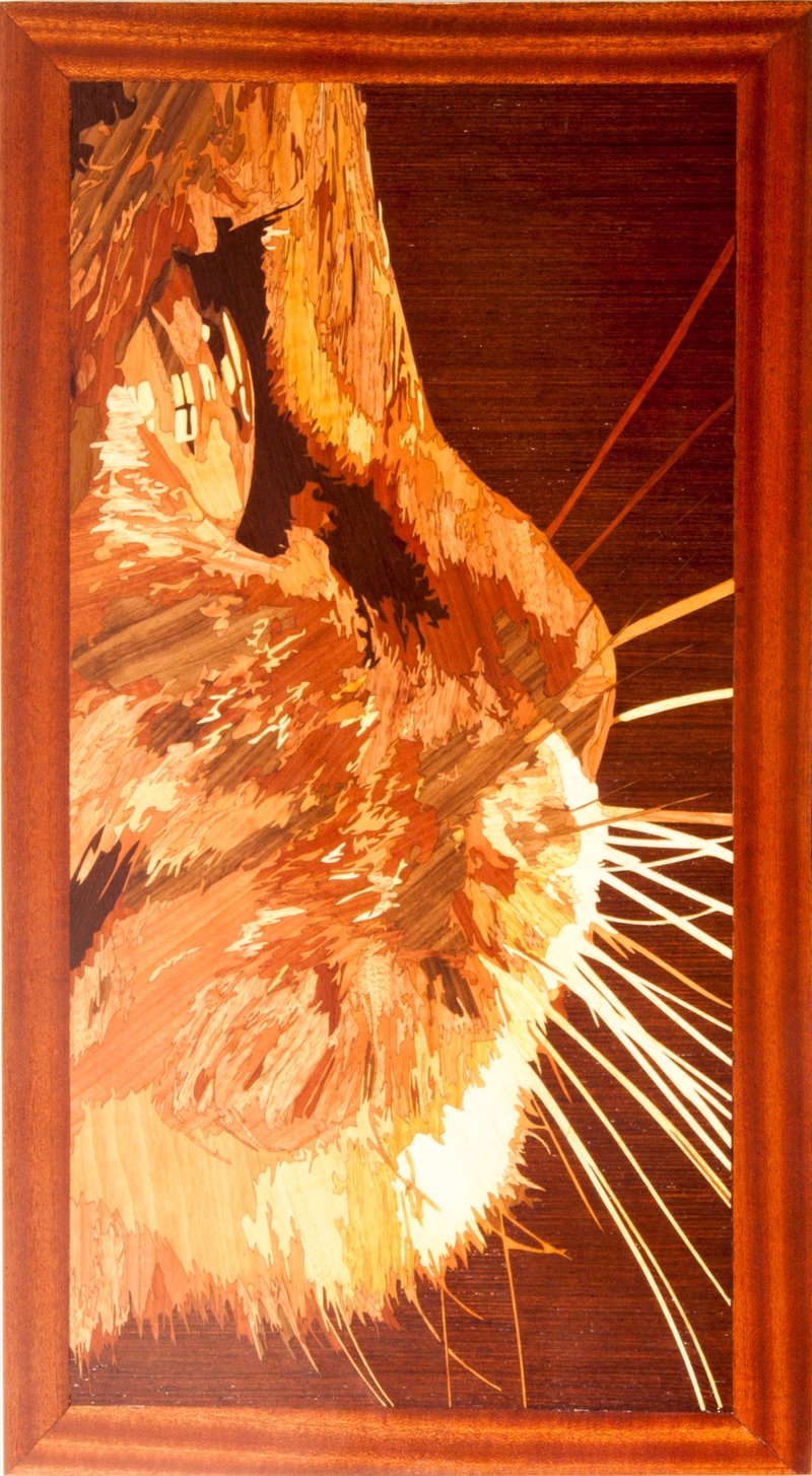 猫咪靠近窗户肖像镶嵌框架马赛克木板准备挂在家里的墙上 - 墙贴/壁贴 - 木头 橘色