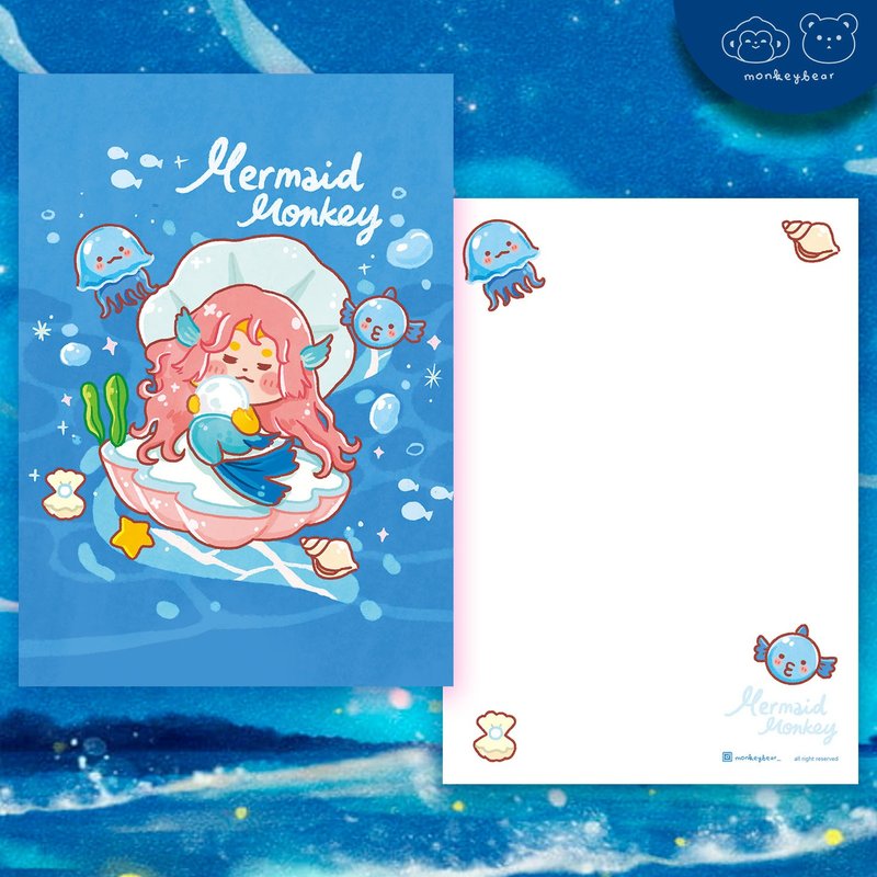 原创Mermaid Monkey | 明信片 - 卡片/明信片 - 纸 多色