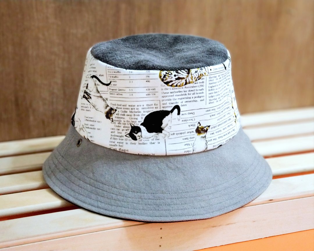 小牛村 手工帽 遮阳帽 渔夫帽 百搭 黑猫 白猫【猫览】 - 帽子 - 棉．麻 白色