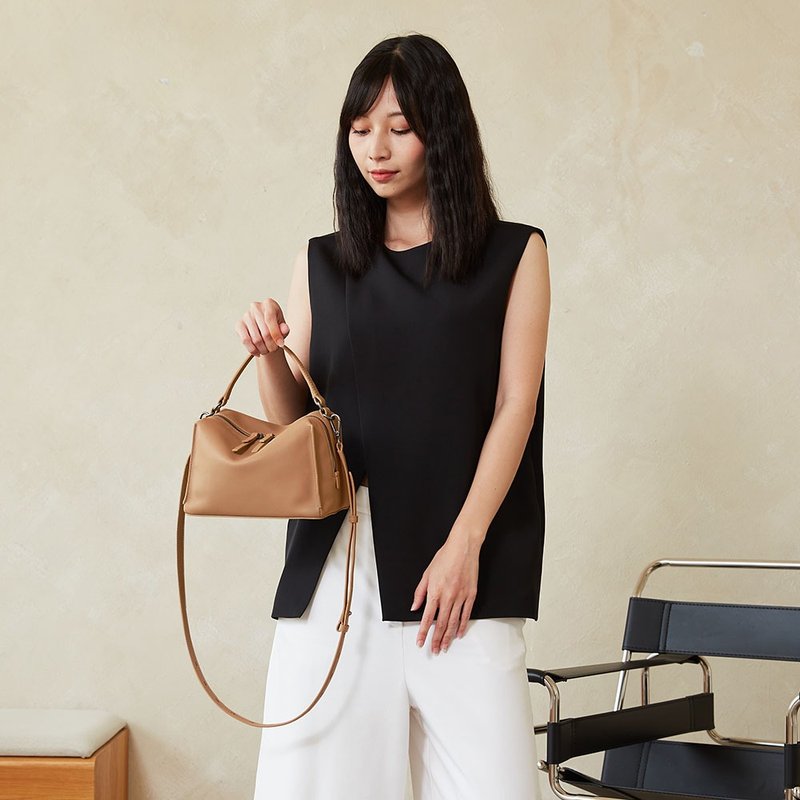 Mini Valley Cube Shoulder Bag-麦光色-侧背包/斜背包 - 侧背包/斜挎包 - 真皮 卡其色
