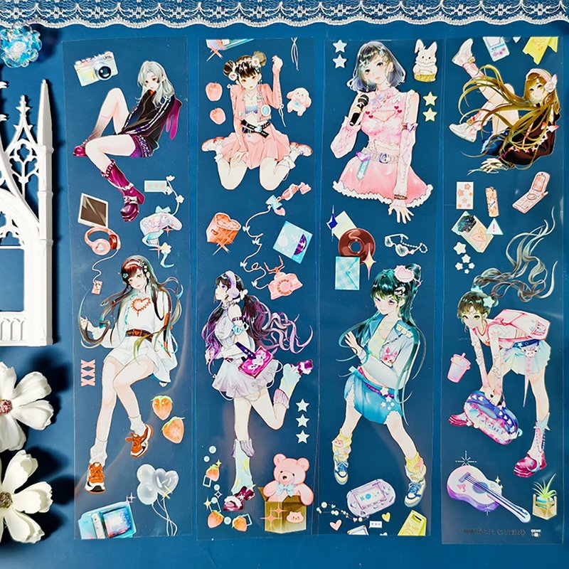 少女前线 OKMT新七天流麻咕卡贴纸PET手帐胶带 - 纸胶带 - 塑料 多色