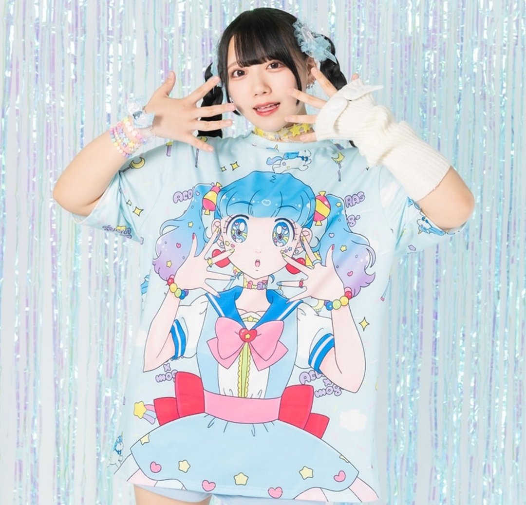 MOG联名星光魔法少女ゆめちゃん马卡龙大头宽松短袖T恤【JA0531】 - 女装 T 恤 - 聚酯纤维 