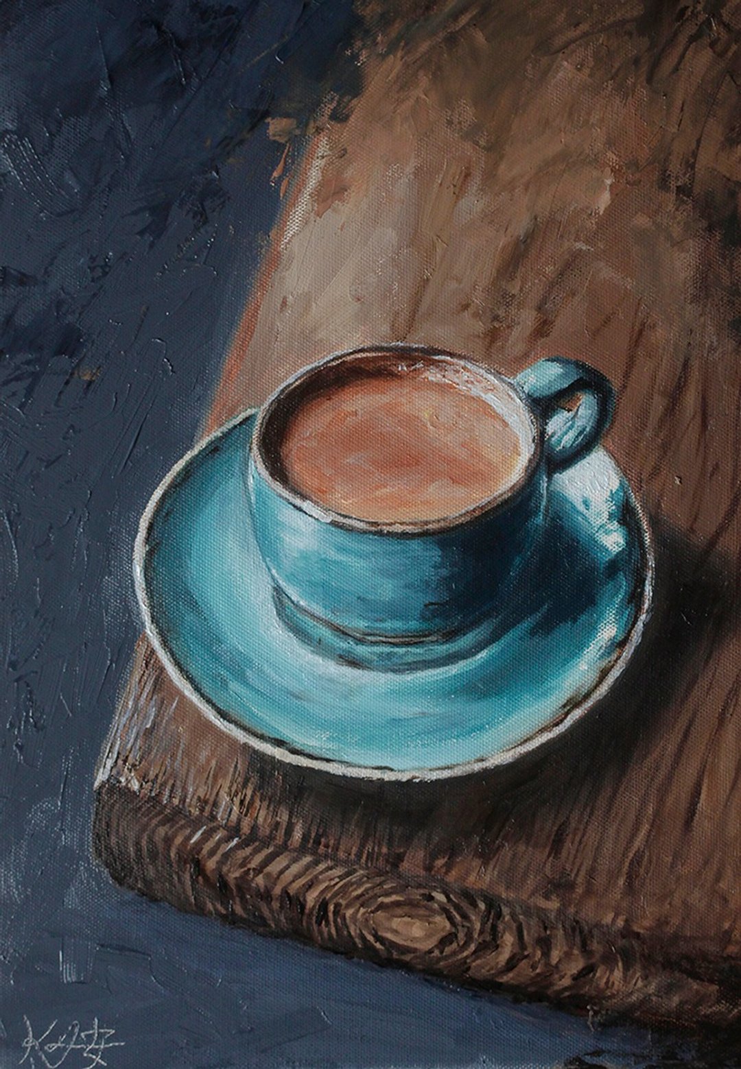 画名: 裸食 咖啡油画/油彩(oil on canvas) - 海报/装饰画/版画 - 棉．麻 咖啡色