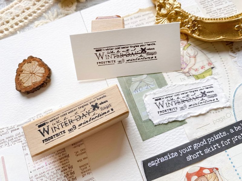 都可以搭5號 雰囲気復古英文字 木質手帳印章 - 印章/印台 - 其他材质 卡其色