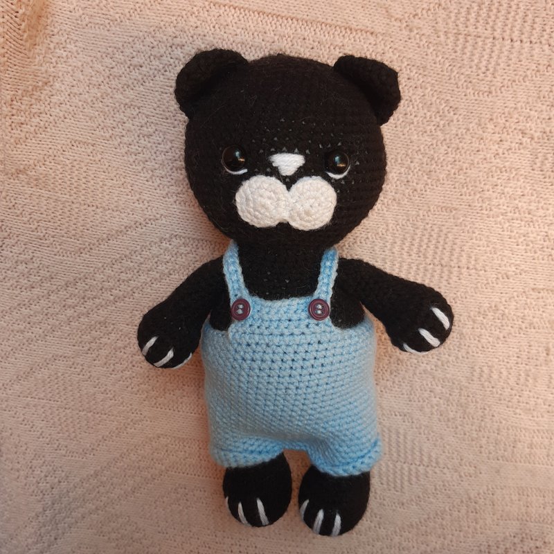 手钩织猫咪玩具 黑猫 填充玩具 动物玩具 毛绒玩具 - 玩具/玩偶 - 其他材质 黑色