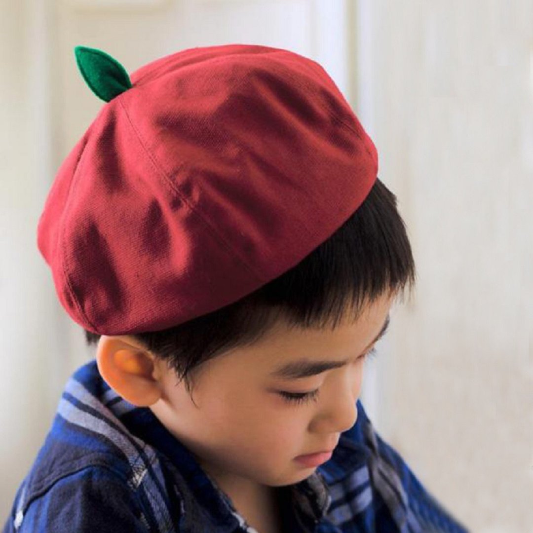 Kids Cute Apple Cotton Beret Fruit Hat Boy Girl Breathable ICHIYONPLUS kber0010 - 婴儿帽/发带 - 棉 红色