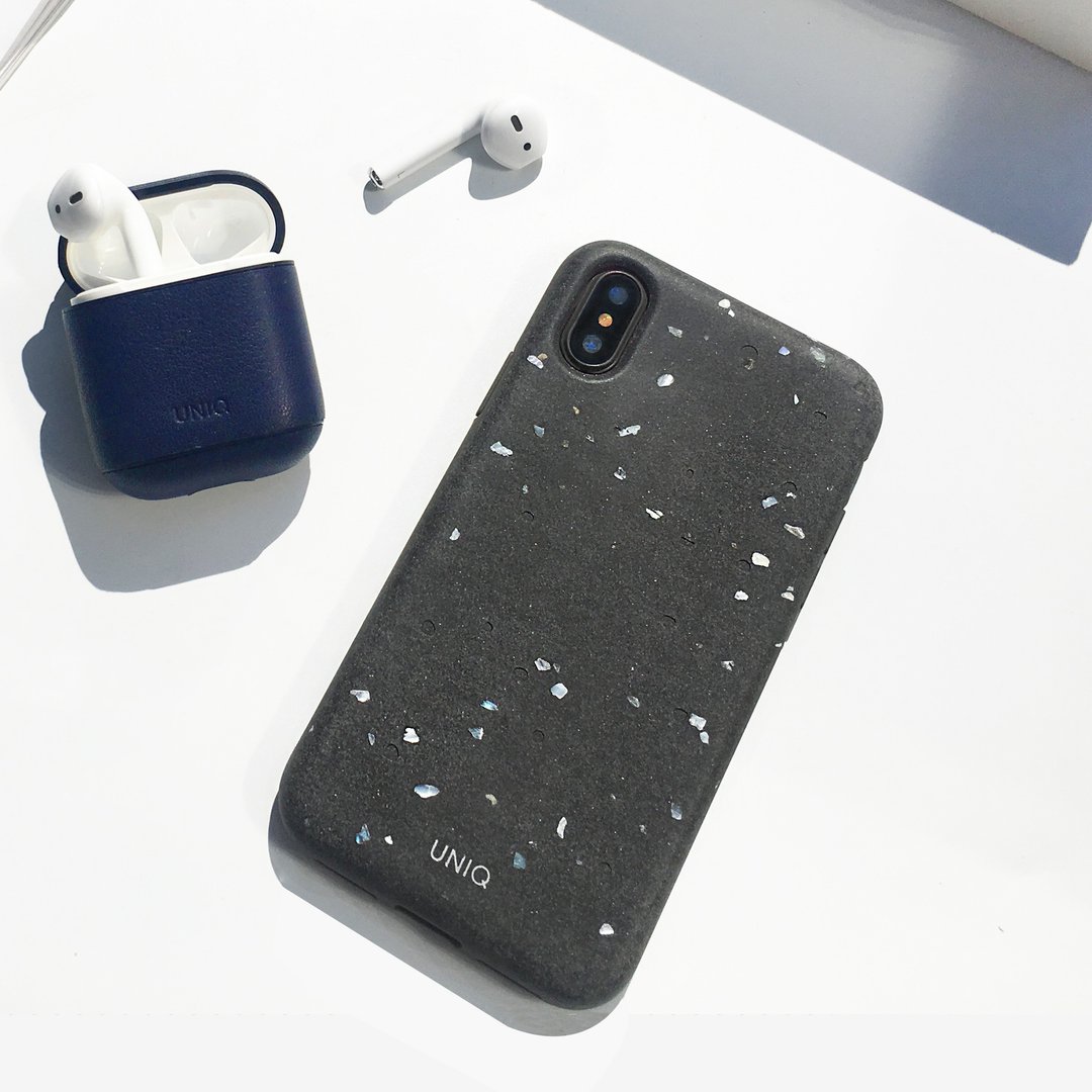 iPhone XS Max Element手工贝壳混水泥手机壳-暗灰 - 手机壳/手机套 - 水泥 黑色