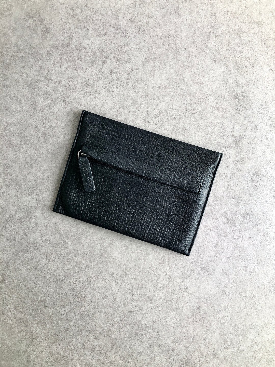 【日本直运，铭牌二手包装】LOEWE 零钱包黑logo卡包vintage复古老uv2gue - 零钱包 - 真皮 黑色