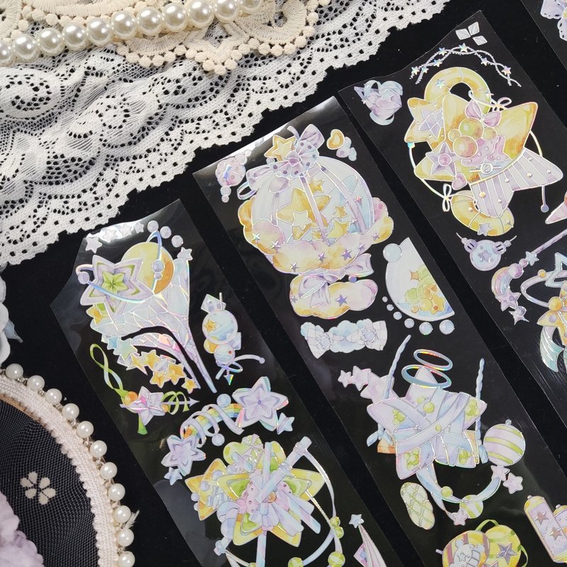 数星星 丝带 星星 可爱 纸胶带 PET 手帐咕卡装饰 10米卷 熊口组 - 纸胶带 - 其他材质 多色