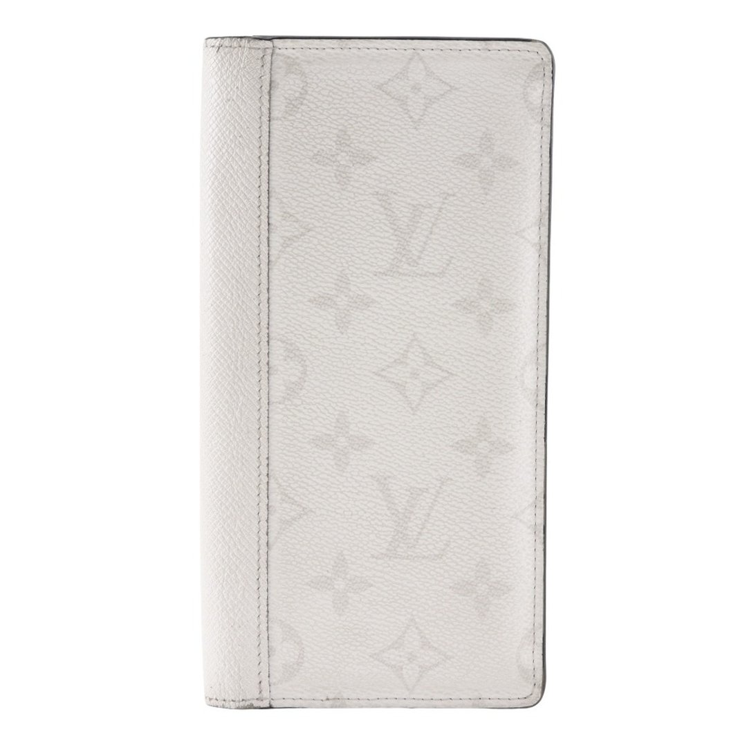 【日本直送】LOUIS VUITTON Portefeuille Brazza 长夹 Taigarama M30298 Monogram 帆布 x Taiga 牛皮 Antarctica 白色【二手】 - 皮夹/钱包 - 人造皮革 白色