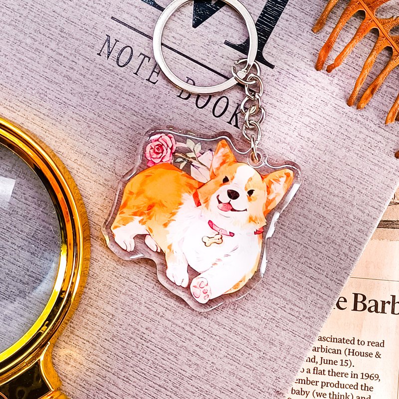 翹臀柯基C / 晶透吊飾_鑰匙圈 - 钥匙链/钥匙包 - 塑料 多色