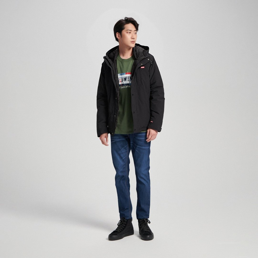 EDWIN 男装 夹克式羽绒外套 (黑色) #外套 - 男装外套 - 聚酯纤维 黑色