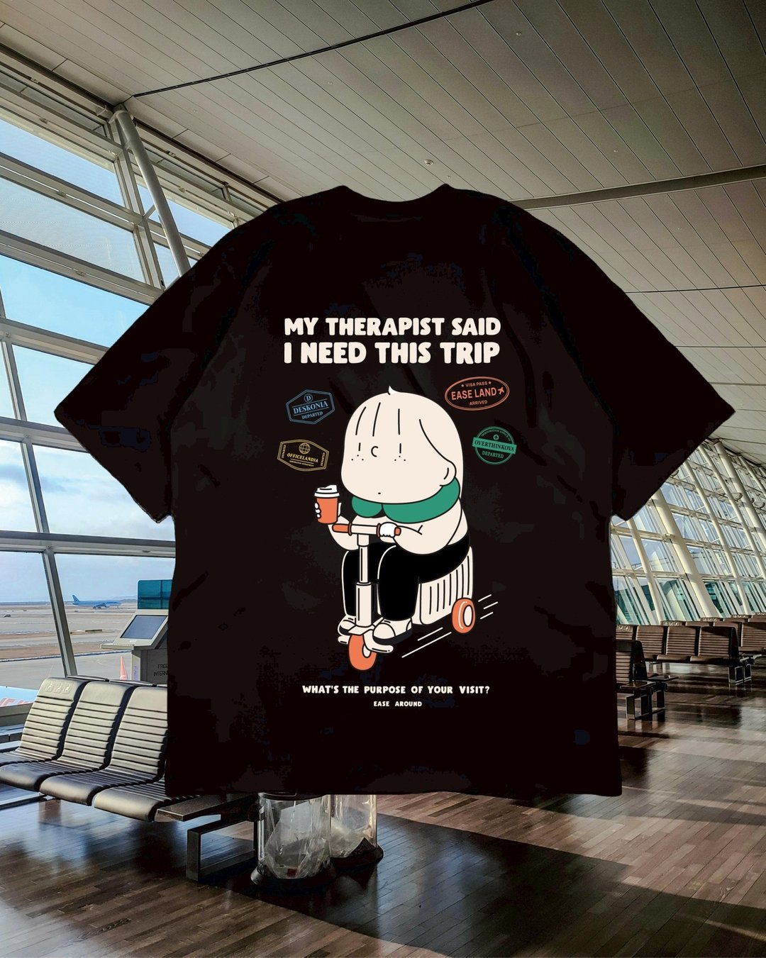 MY THERAPIST SAID I NEED THIS TRIP T恤 - 男装上衣/T 恤 - 棉 黑色