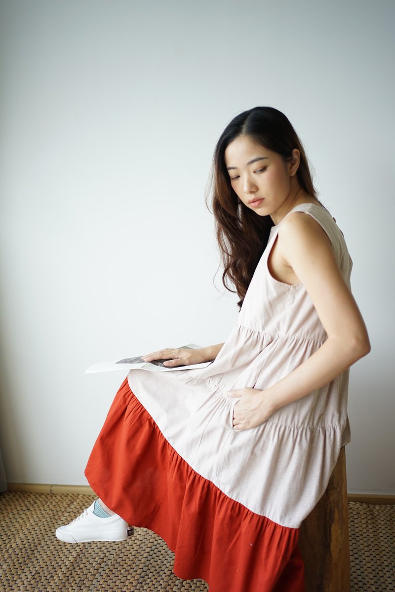 TONGYIB 洋装 - 米色 - 洋装/连衣裙 - 棉．麻 卡其色