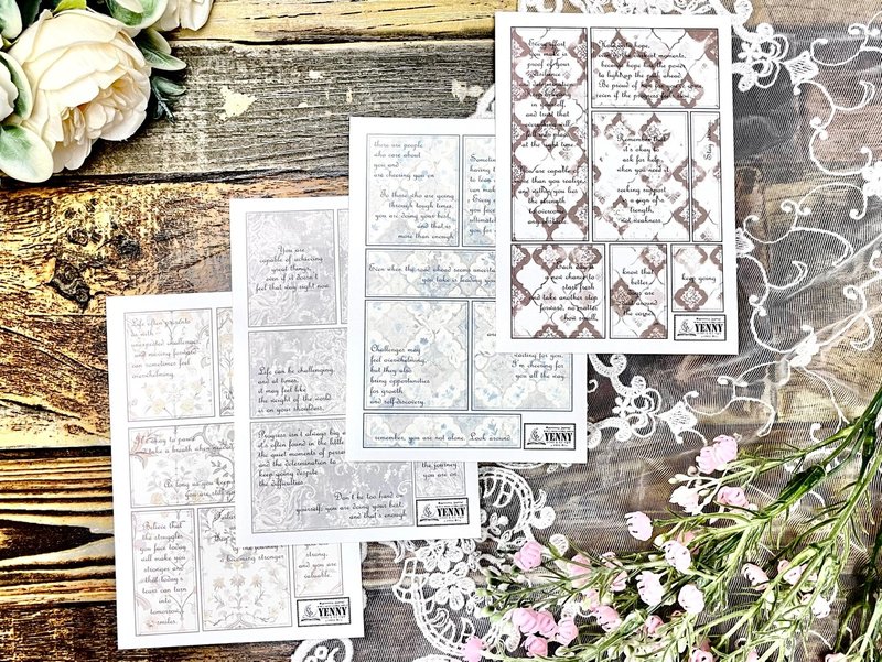 (纸质贴纸) 复古字母标签 4 种 - 贴纸 - 纸 多色