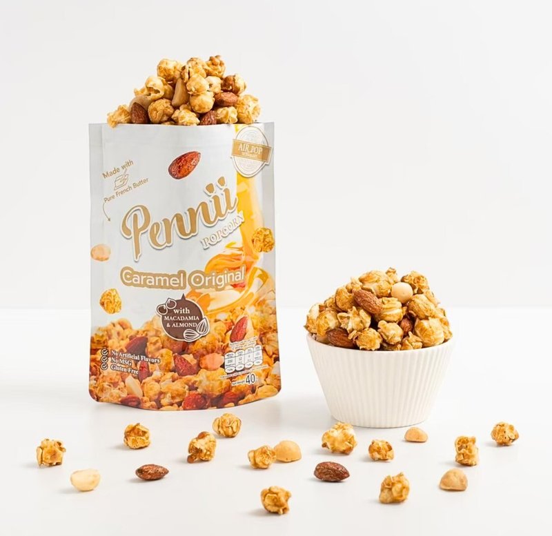 Pennii Premium 经典焦糖爆谷 40g (含杏仁、夏威夷果仁粒) - 零食/点心 - 其他材质 橘色