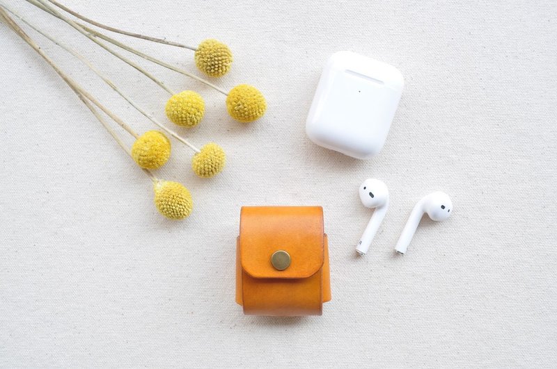 AirPods 1 & 2 代皮革保护套-铭黄 - 耳机收纳 - 真皮 