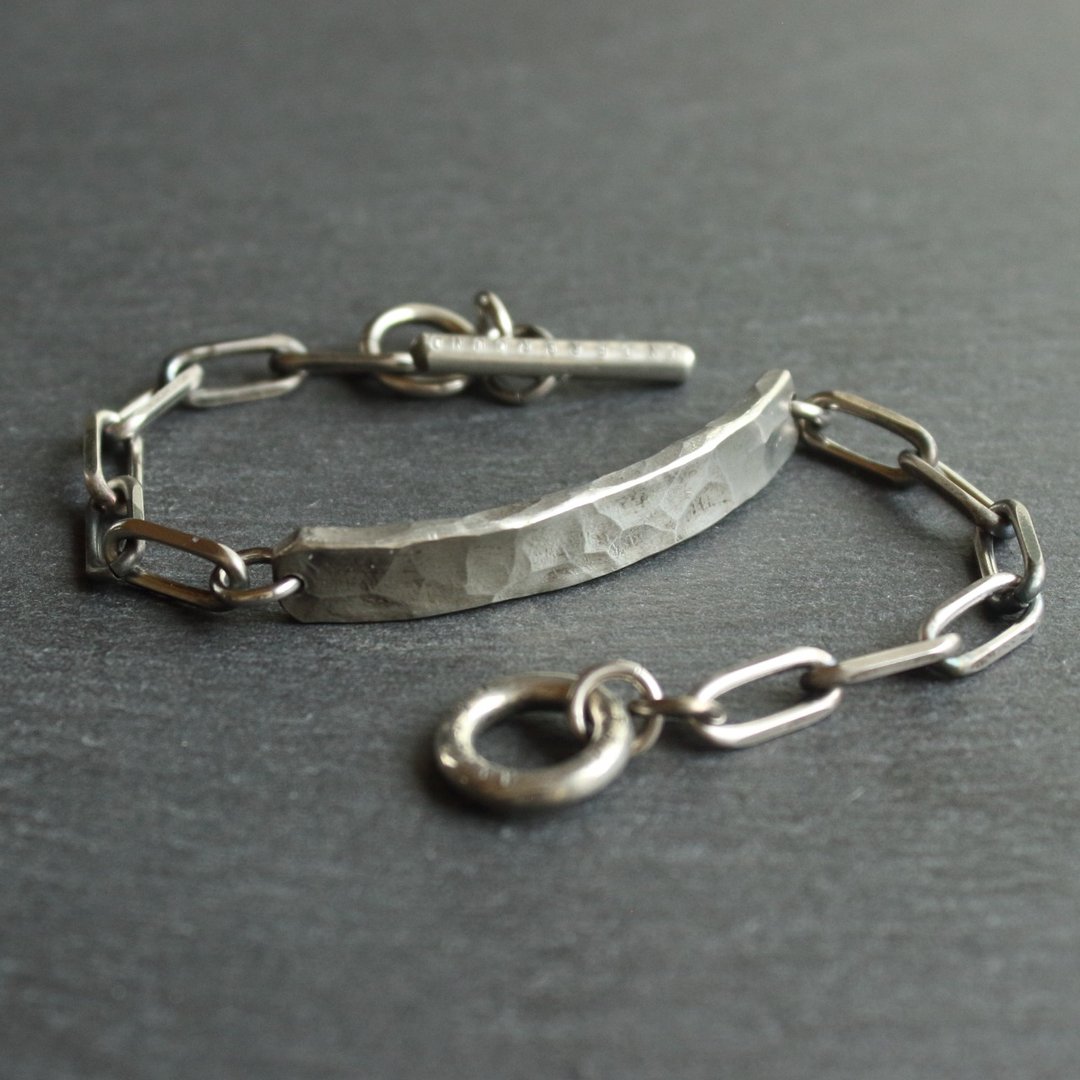 锡×银手镯  ID 链 Bracelet -KOBAN- - 手链/手环 - 银 银色