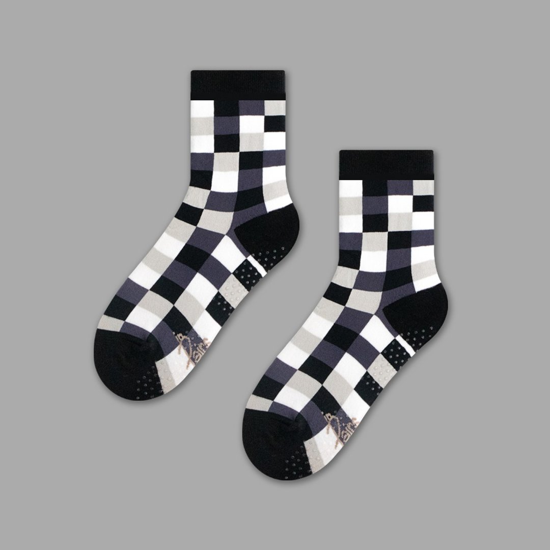 in Pairs | 马赛克砖中筒袜-黑/童袜 - 袜子 - 棉 多色